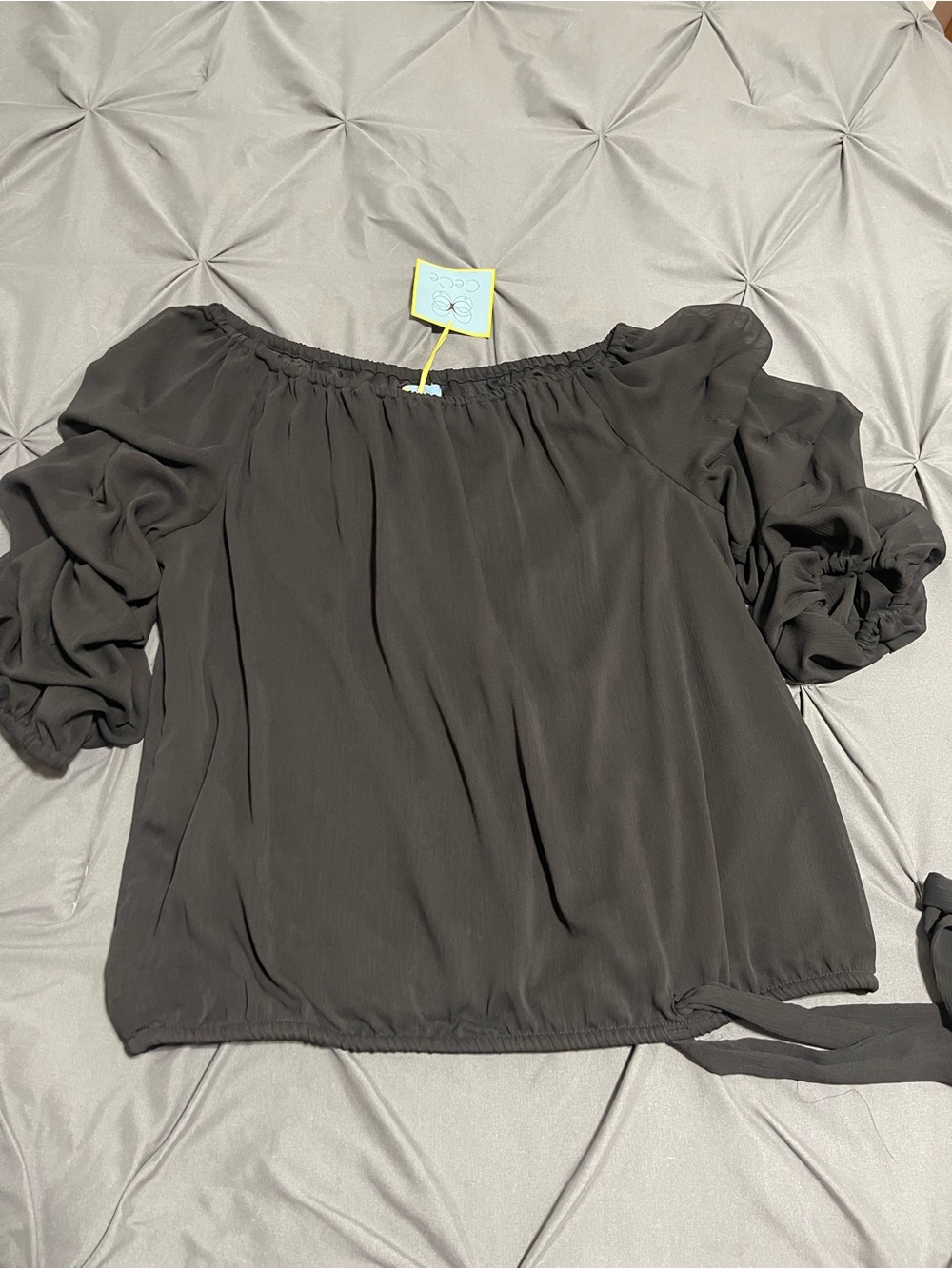 CECE Off-Shoulder Black Women's Blouse - Casual Short Sleeve Top NWT